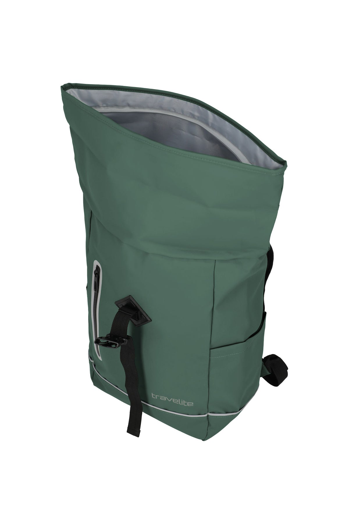 Travelite Rollup Fahrrad Rucksack Kurierrucksack Daypack aus wasserfester Plane mit Reflektoren pine green