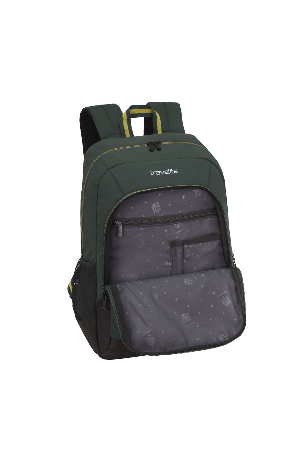 travelite x NFL College Rucksack Green Bay Packers Grün – 24 l, Laptopfach bis 15 Zoll