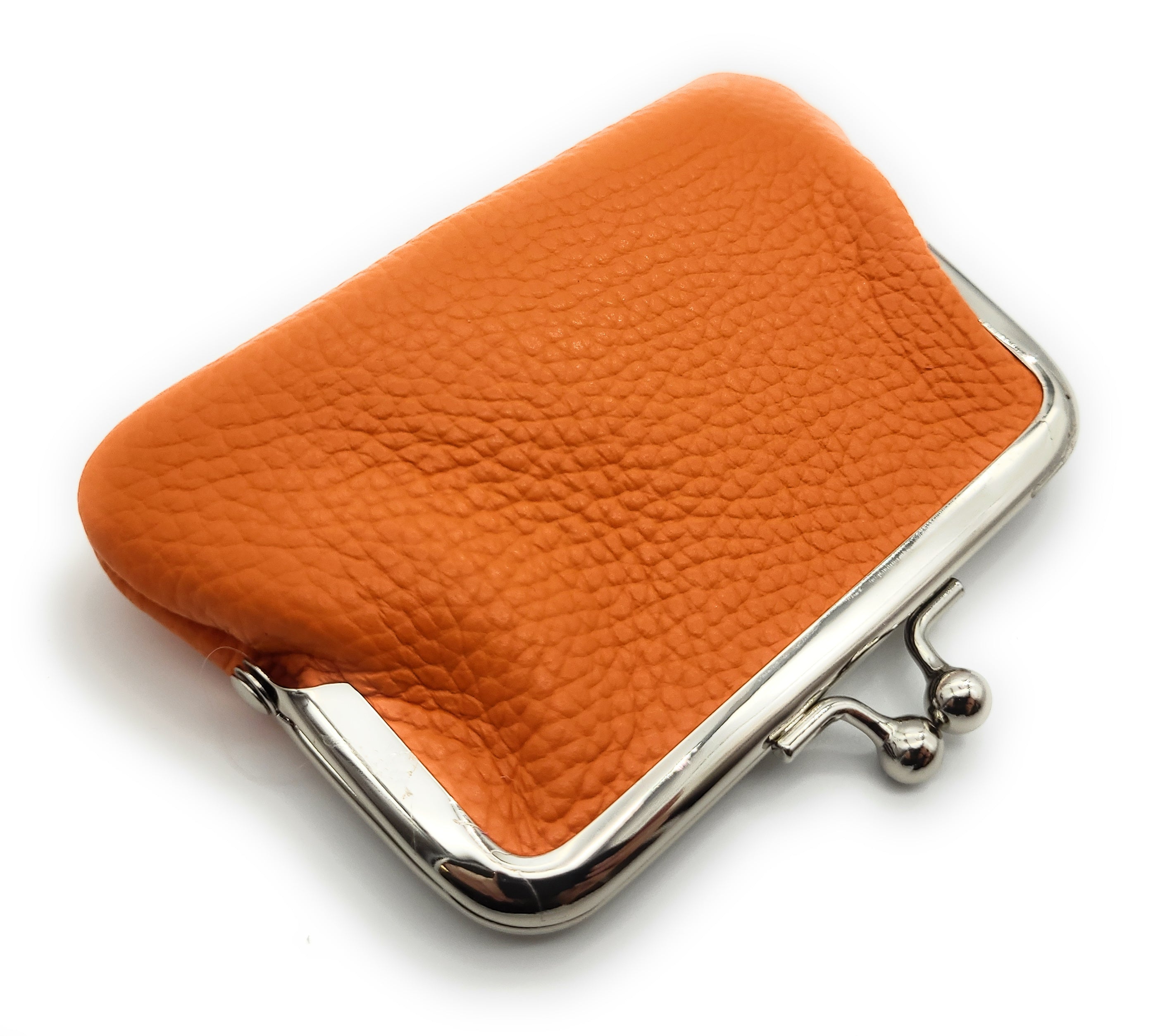 Mini Geldbörse Bügelbörse Rindleder orange – Made in Italy, kompakt & vielseitig