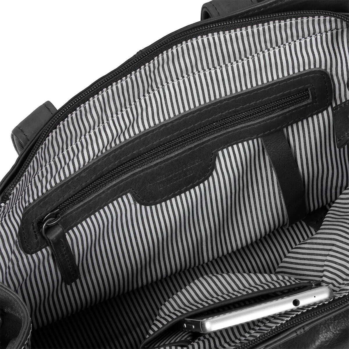 Justified Bags echt Leder Medium Damen Shopper Handtasche und abnehmbarer Schultergurt Nynke schwarz