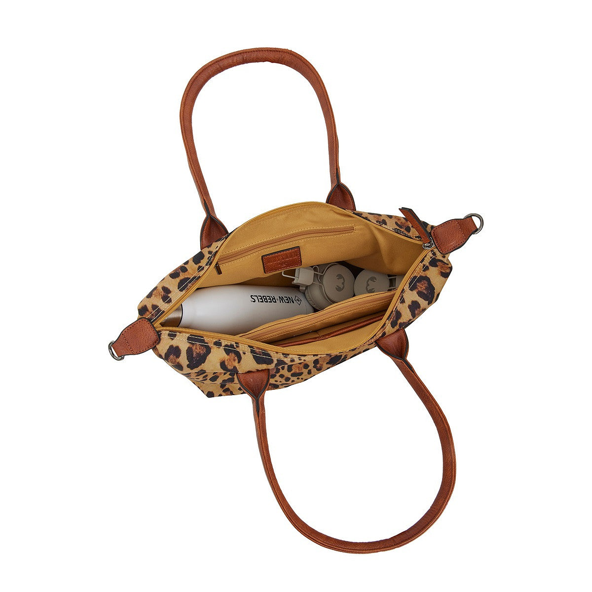 Mustang großer Damen Shopper Handtasche Umhängetasche "Limnos" Leopard cognac