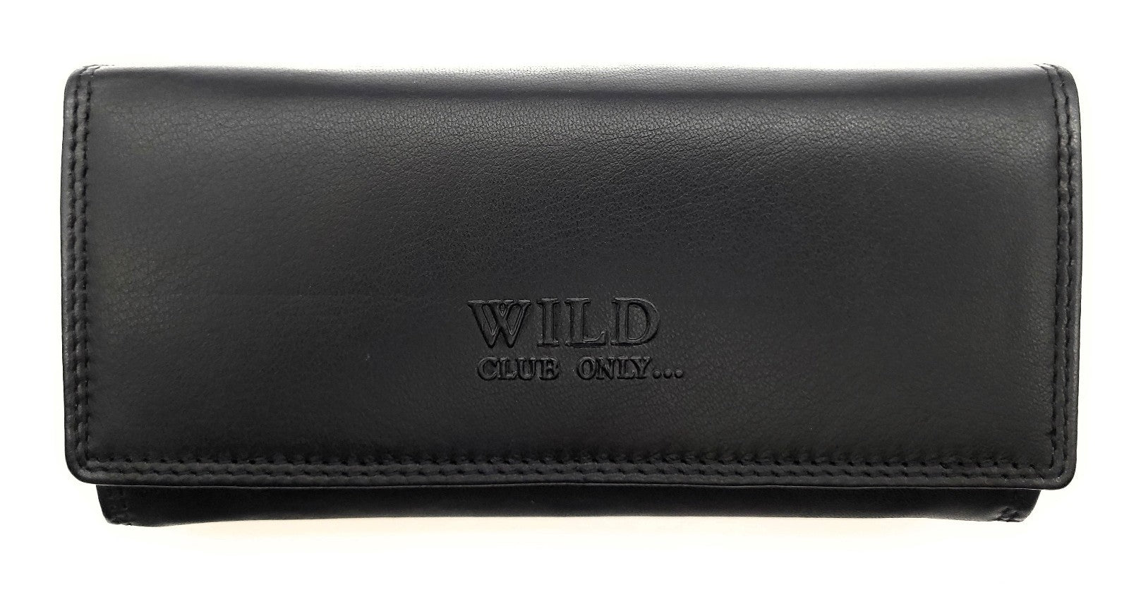 Große Damen Geldbörse aus Echtleder mit RFID-Schutz, 18 Kartenfächer, Langformat mit Münzfach & Doppelnaht schwarz