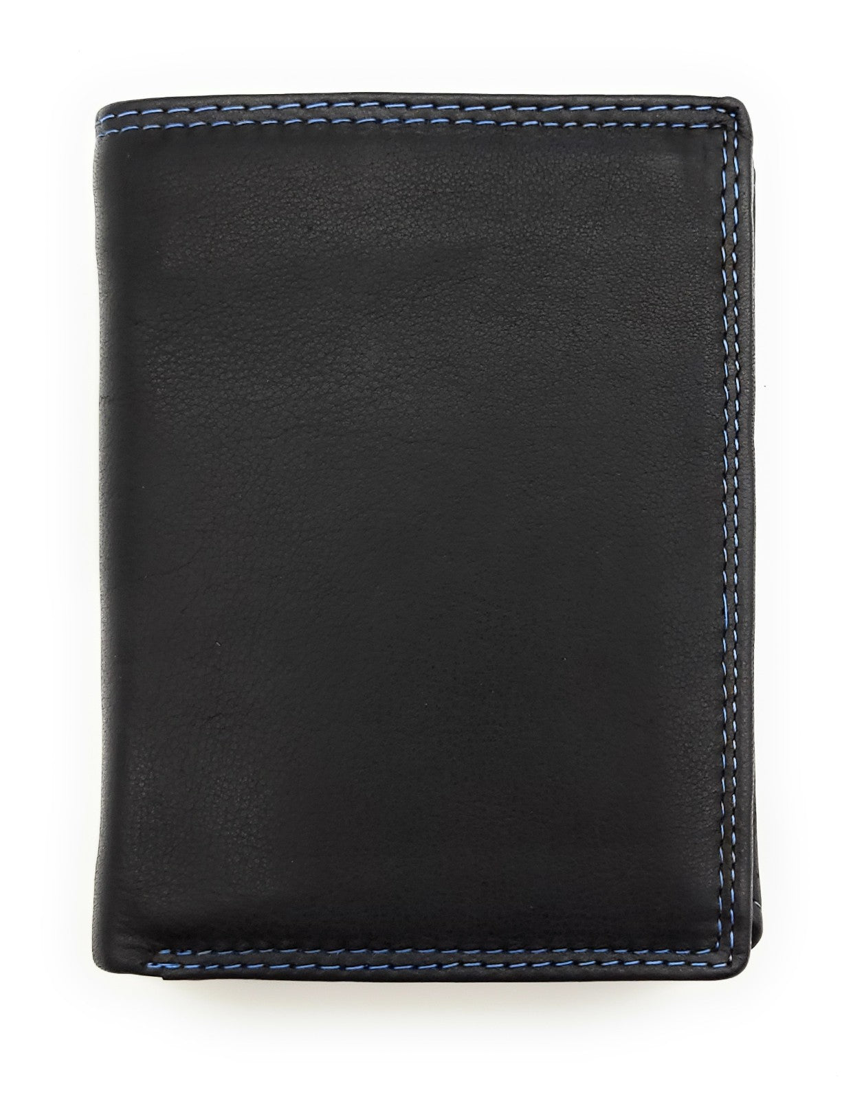 Jockey Club Basic Geldbörse aus Rindleder mit RFID-Schutz, Reißverschlussfach, 6 Kartenfächern, 2 Sicht- & 2 Einsteckfächern, Münzfach & Doppelnaht schwarz royal