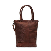 Justified Bags echt Leder Damen Shopper Handtasche Lederhenkel und abnehmbarer Schultergurt Amber dunkelbraun
