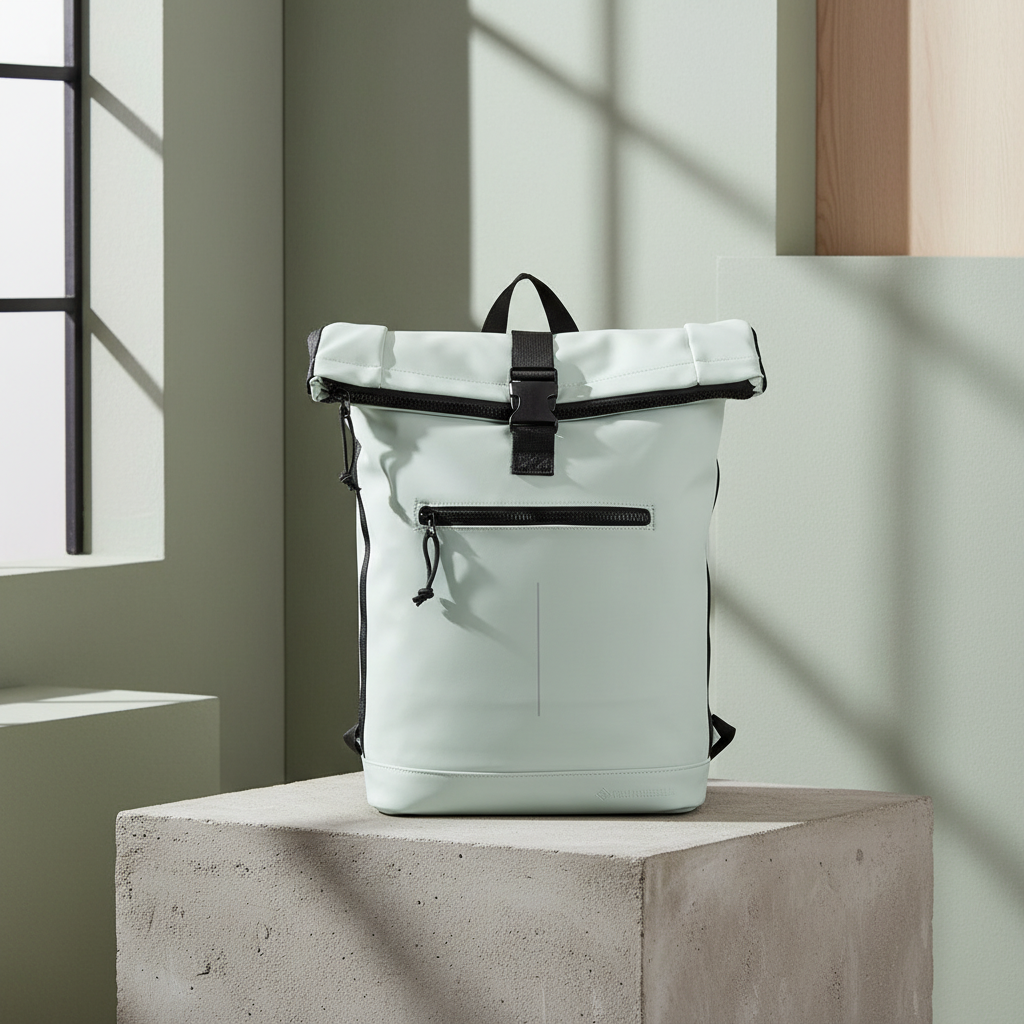 New Rebels New York Rolltop Rucksack Mint Grün – wasserabweisend, 15" Laptopfach, 15 L