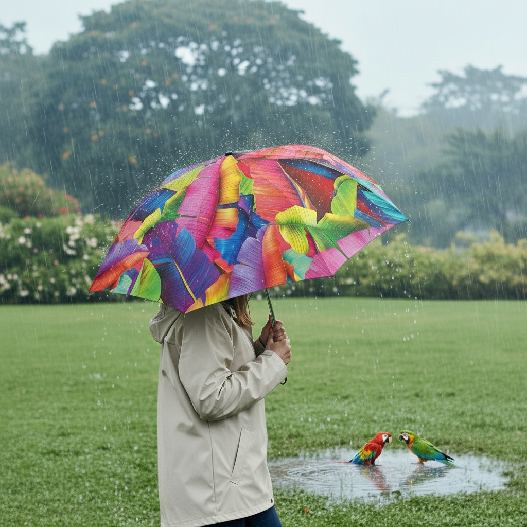 Knirps T.200 Duomatic Regenschirm Taschenschirm Schirm sturmfest palm multicolor