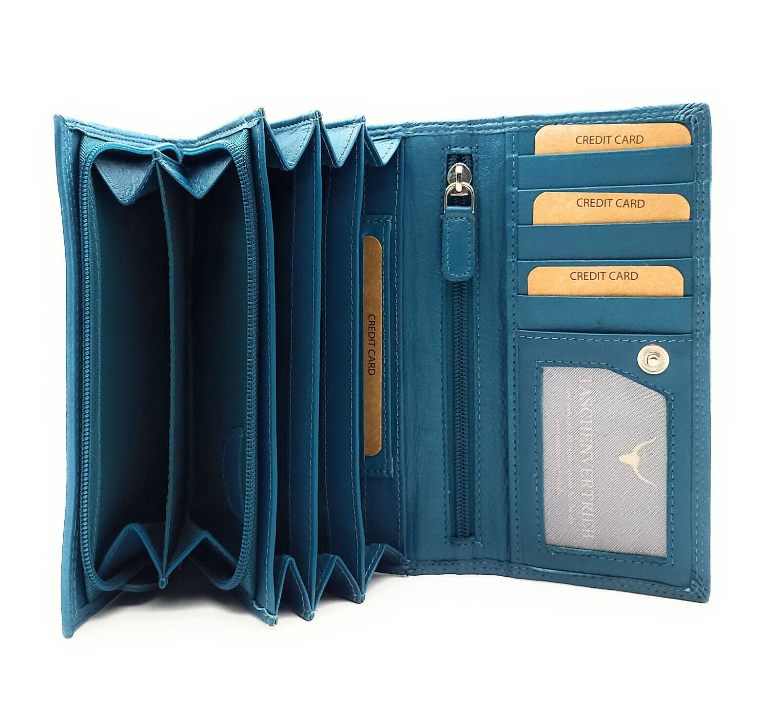 Jockey Club Basic echt Leder Damen Geldbörse Portemonnaie mit RFID Schutz petrol blau