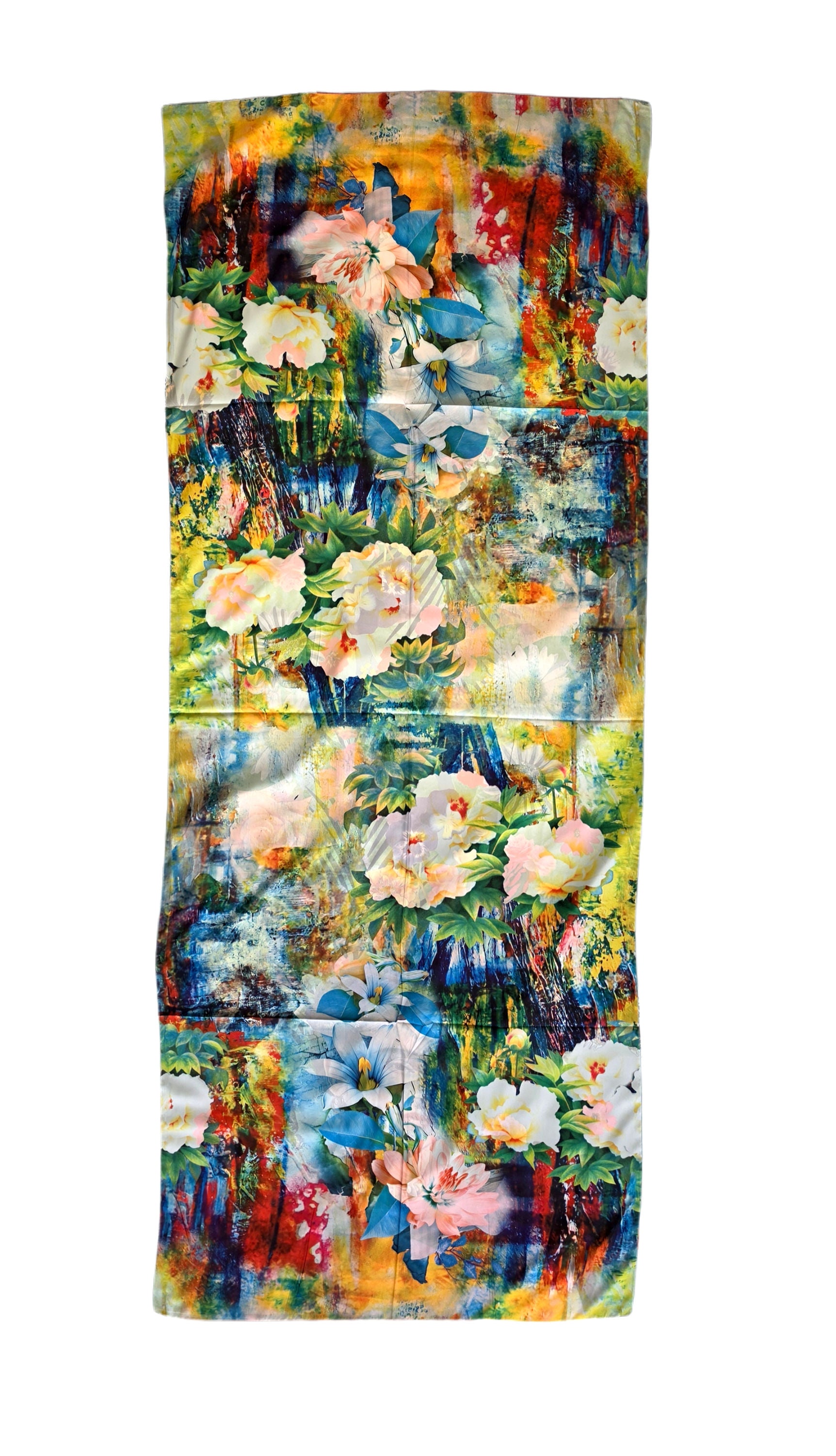 Wendeschal Stola Kunstdruck – Frau & florale Motive – 20% Seide 80% Viskose 180x70 cm