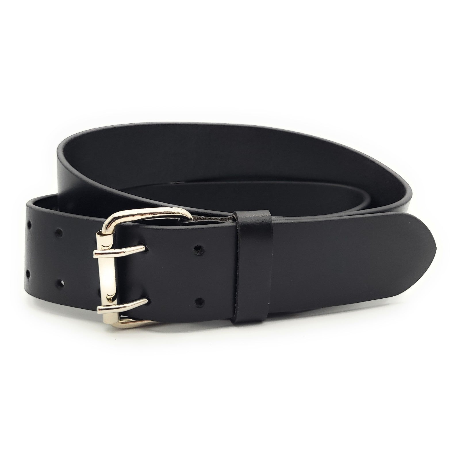 Arbeitergürtel / Handwerkergürtel aus Büffelvollleder – 50 mm breit, 10-fach Lochung, doppelte Dornschließe, kürzbar, 115 cm Bundweite schwarz