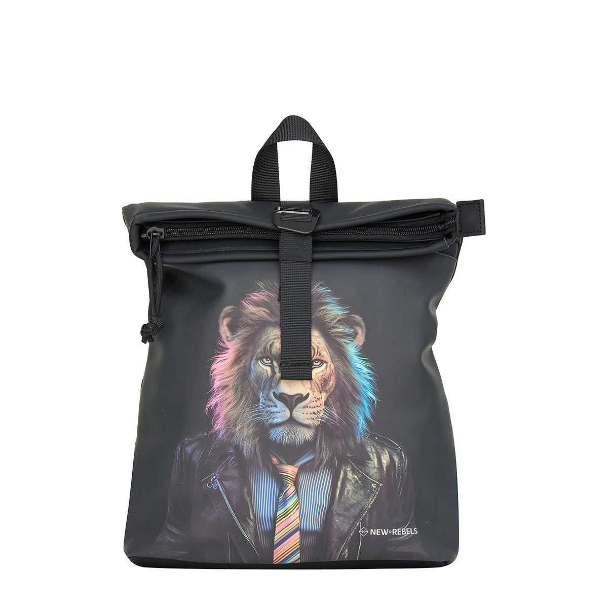 New Rebels Rolltop Cityrucksack Los Angeles – Stylischer Rolltop Rucksack mit Löwen-Design, Wasserabweisend & Praktisch