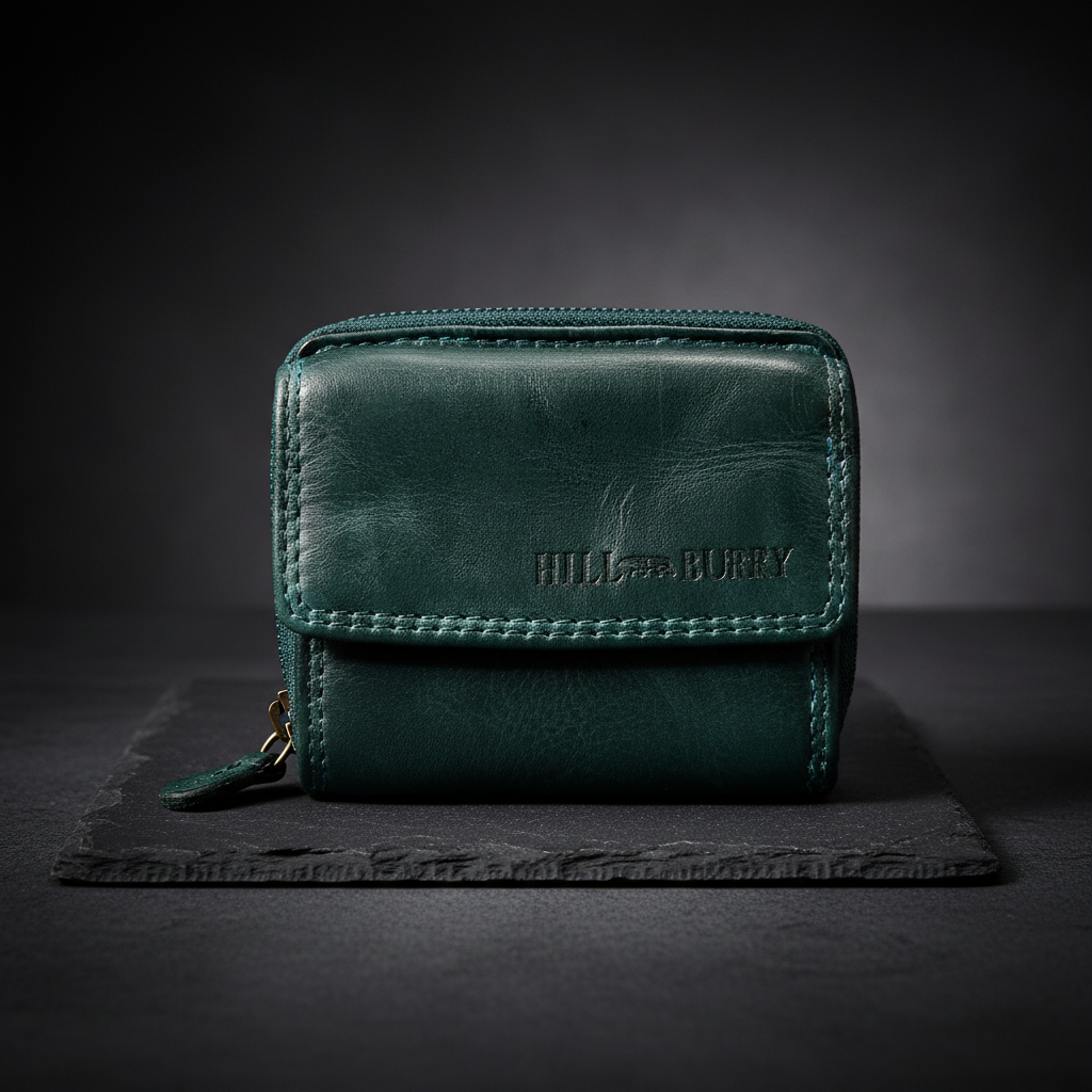 Hill Burry echt Leder Damen Mini Geldbörse Portemonnaie RFID Schutz Waschleder petrol