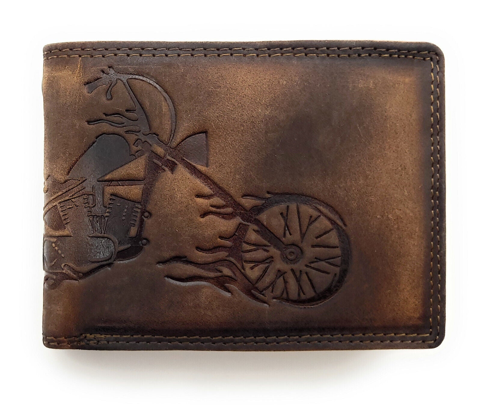 Ven Tomy echt Leder Herren Geldbörse Portemonnaie Motorrad Bike Chopper Prägung