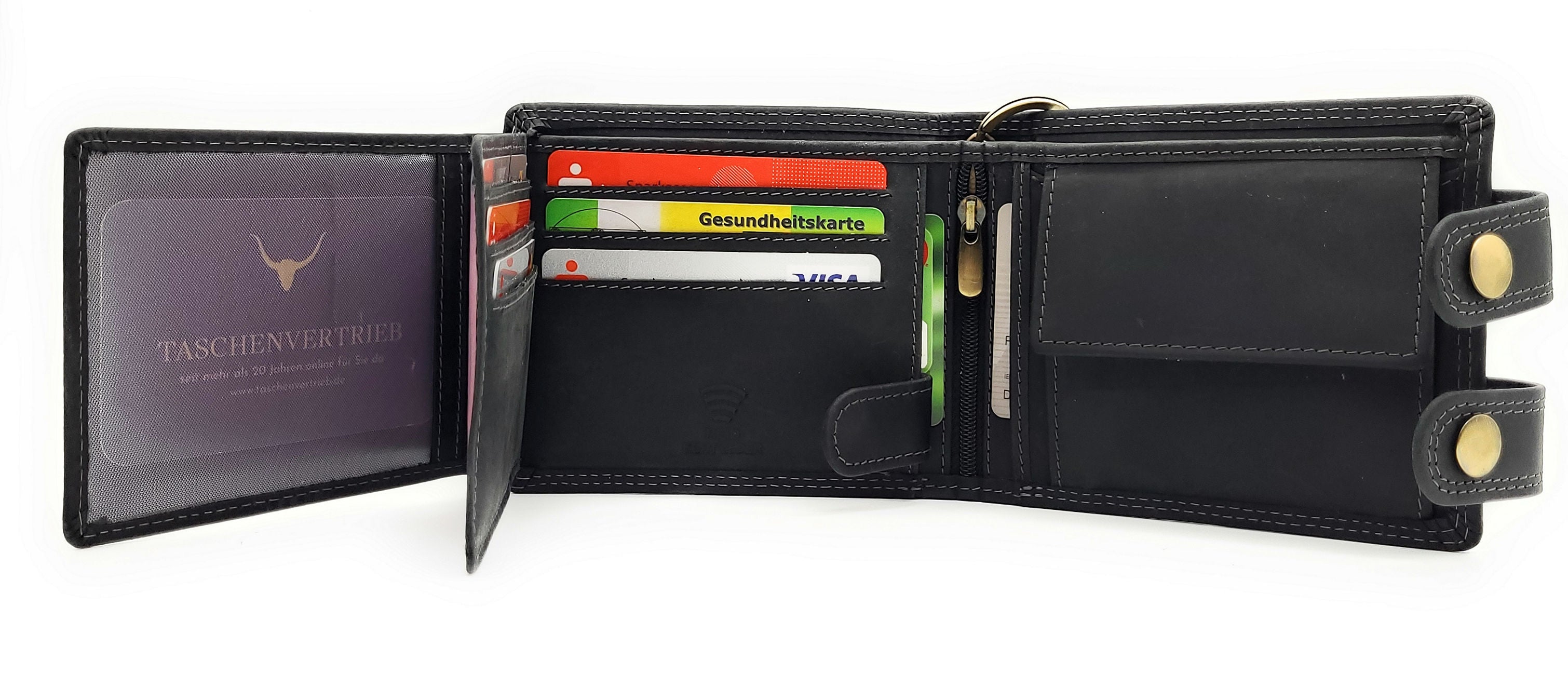 Biker Geldbörse mit Kette RFID Schutz Hunterleder Portemonnaie mit Außenriegeln zum Einführungspreis