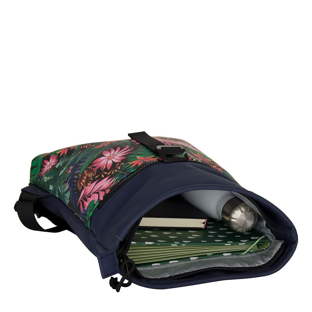 New Rebels Rolltop Cityrucksack Los Angeles – Stylischer Rolltop Rucksack mit Flowerpower-Design, Wasserabweisend & Praktisch