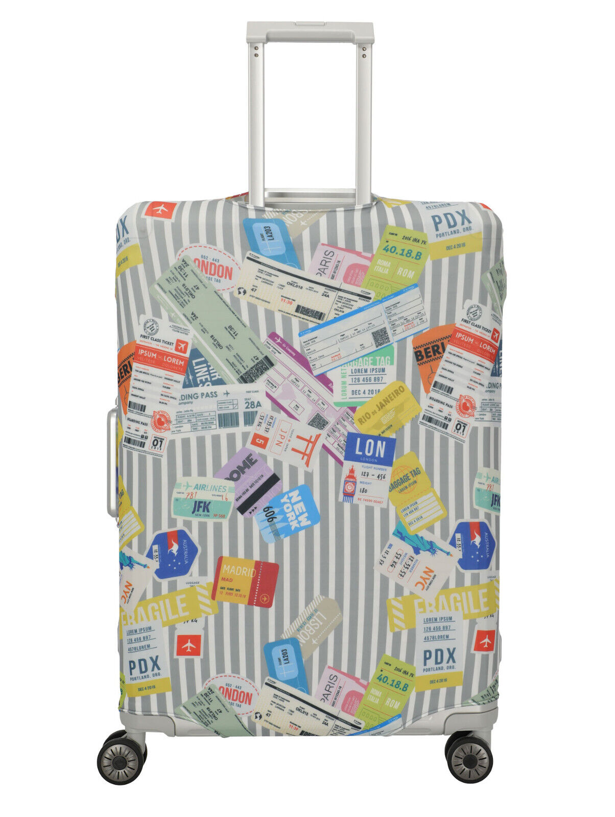 Travelite Kofferschutzhülle Kofferhülle L für große Koffer bis max 77x52x29cm Tickets