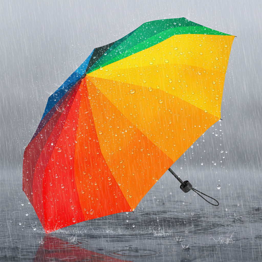 Happy Rain Taschenschirm Regenbogen Multicolor – kompakt, 93 cm, 8 Speichen