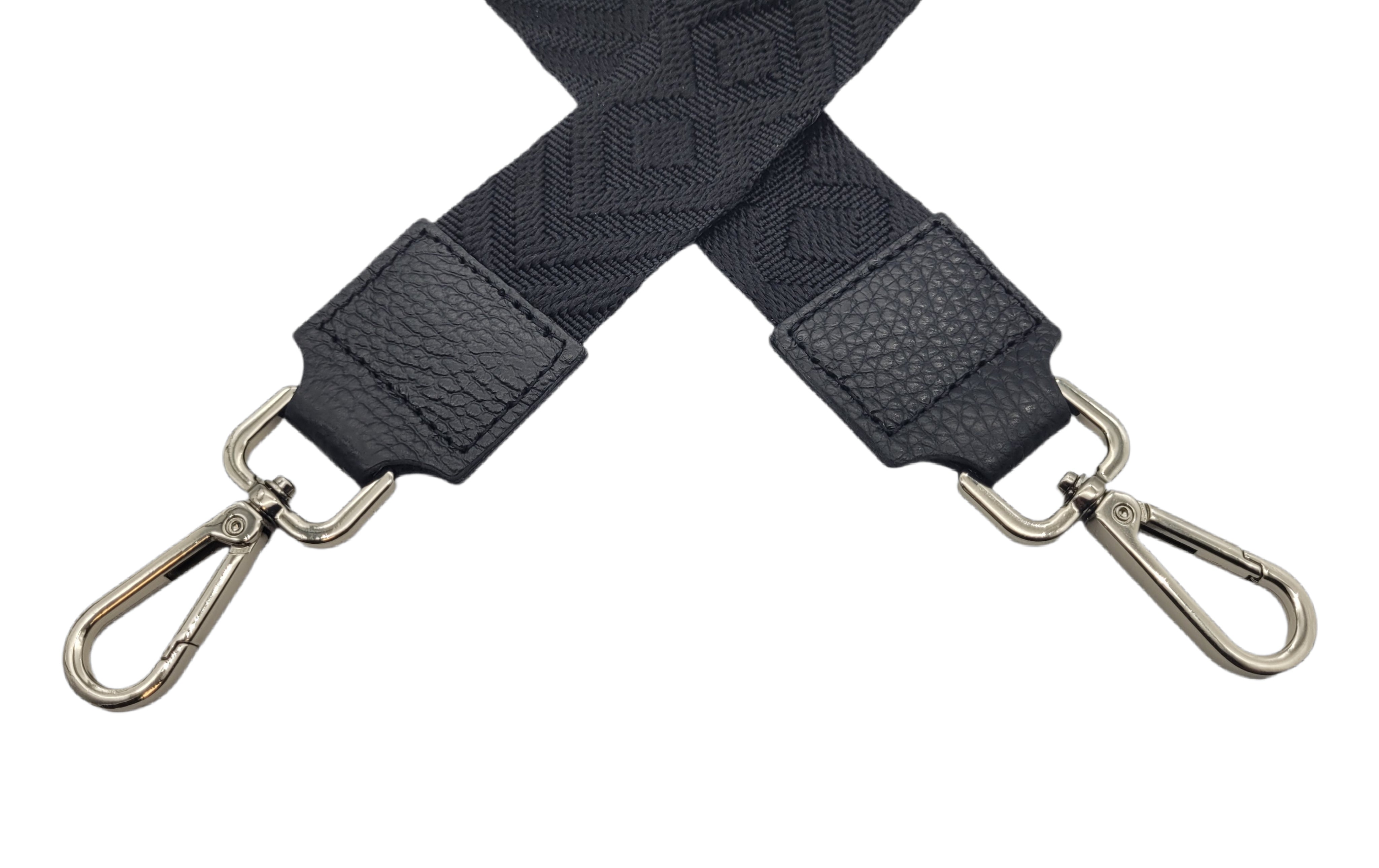 Ersatz Taschengurt Schultergurt Tragegurt Schulterriemen 4cm made in Italy schwarz silber
