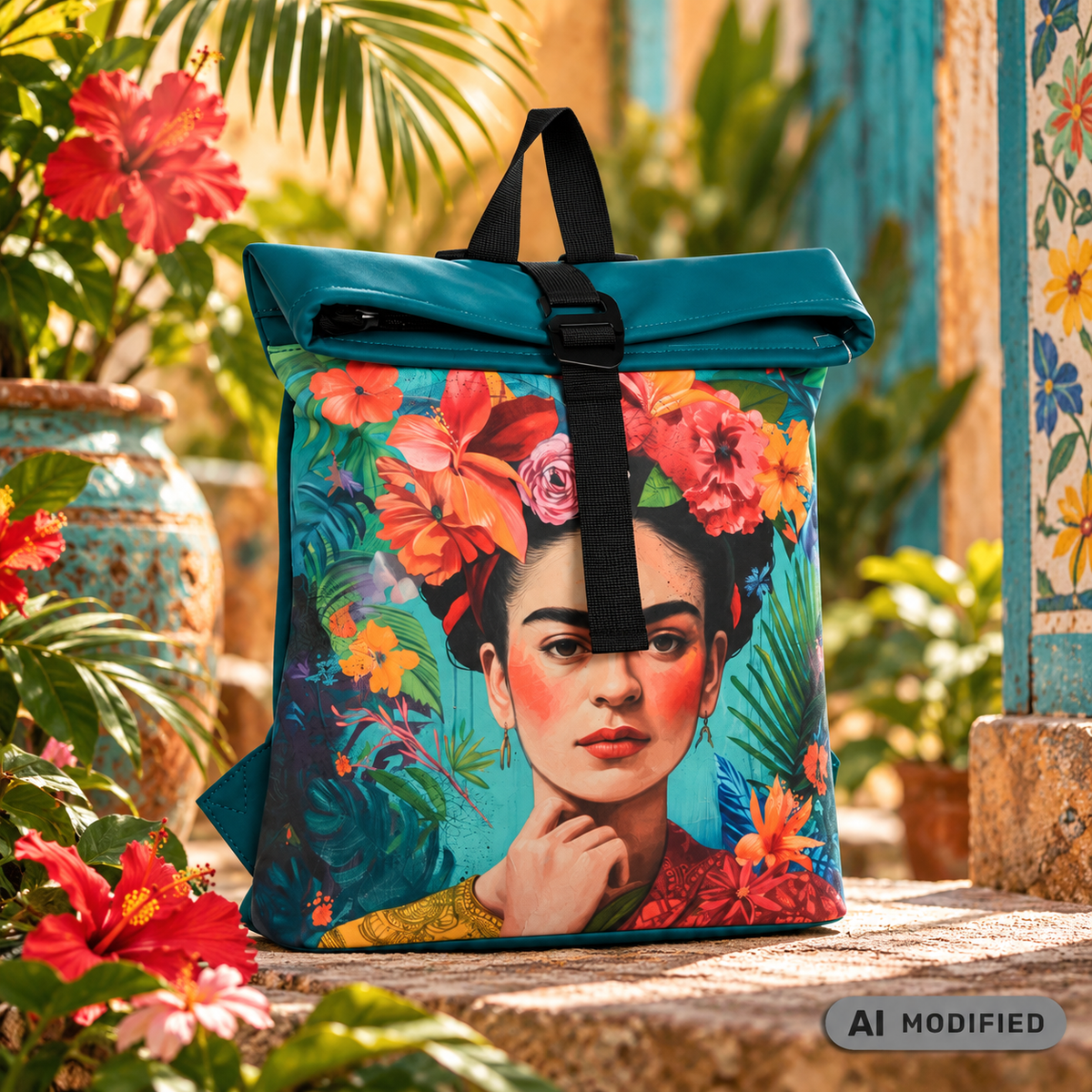 New Rebels Los Angeles Flowerhead Rolltop-Rucksack – 33 × 27 cm