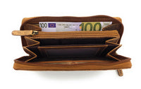 Jockey Club echt Leder Damen Reißverschluss Geldbörse Portemonnaie mit RFID Schutz cognac braun