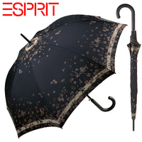 Esprit Regenschirm Stockschirm Schirm mit Automatik Long AC Poetry Flower black