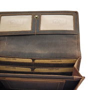 Jockey Club echt Leder Damen Geldbörse Portemonnaie Geldbeutel vintage mit RFID Schutz braun