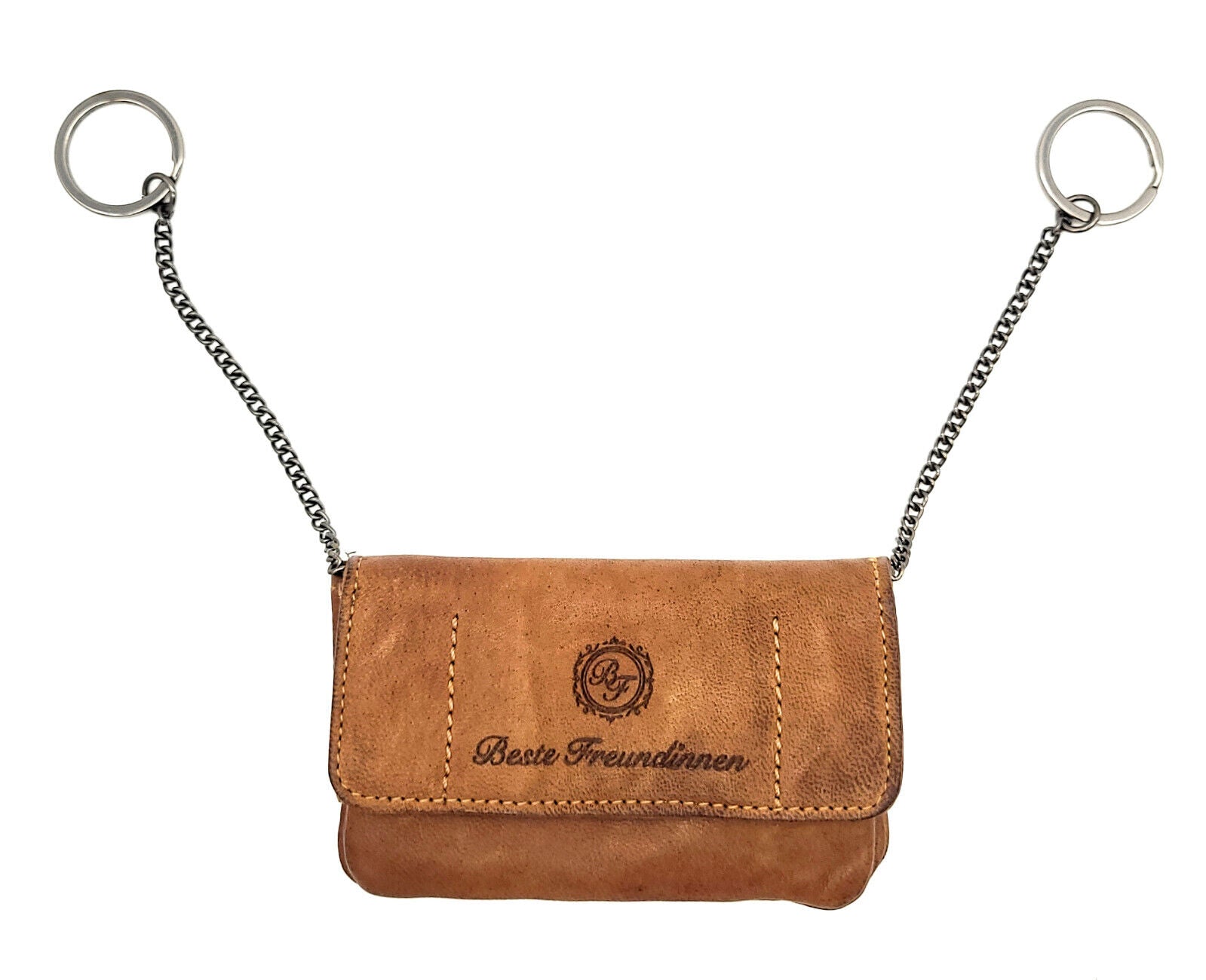 Jockey Club echt Leder Schlüsseletui Doppelfach Vintage Shabby Chic Used Look mit RFID Schutz braun