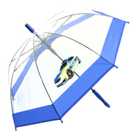 Kinder Automatik Schirm Regenschirm transparent durchsichtig Jungen Polizei Auto