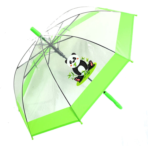Kinder Automatik Schirm Regenschirm transparent durchsichtig Jungs Mädchen Panda