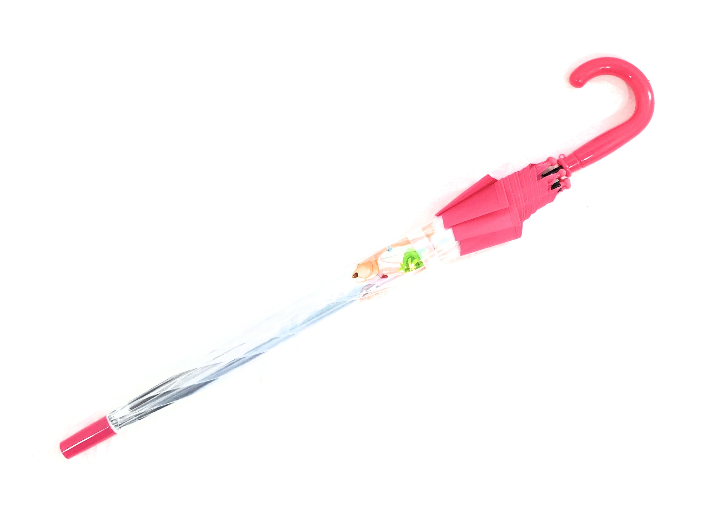 Kinder Automatik Schirm Regenschirm transparent durchsichtig Mädchen pink Hund