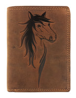 Jockey Club echt Leder Damen Mädchen Geldbörse Geldbeutel Pferd vintage Hunterleder mit RFID Schutz