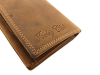 Jockey Club echt Leder Damen Mädchen Geldbörse Geldbeutel Pferd vintage Hunterleder mit RFID Schutz
