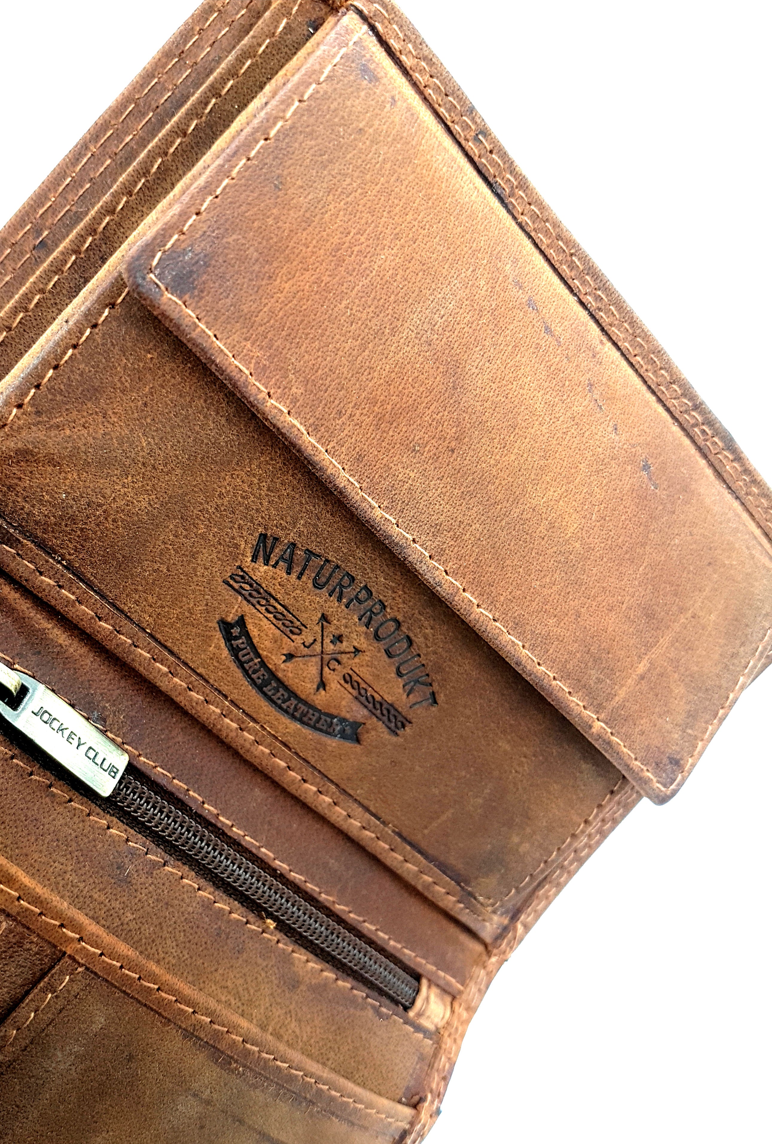 Jockey Club echt Leder Damen Mädchen Geldbörse Geldbeutel Pferd vintage Hunterleder mit RFID Schutz