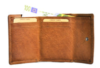 Jockey Club kleine echt Leder Geldbörse Kreditkartenetui Münzbörse Sauvage-Leder mit RFID Schutz braun