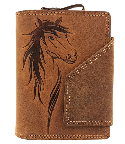 Jockey Club echt Leder Damen Mädchen Geldbörse Pferd vintage Hunterleder mit RFID Schutz