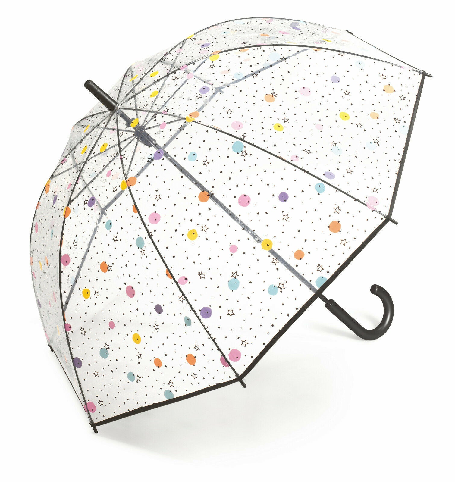 Regenschirm transparent durchsichtig Glockenschirm dots & stars happy rain