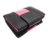 Lemasi Damen Geldbörse Portemonnaie Geldbeutel aus Nappaleder 10 Kartenfächer schwarz pink