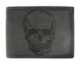 Jockey Club echt Leder Geldbörse Geldbeutel Portemonnaie Totenkopf Schädel + 50cm Kette mit RFID Schutz