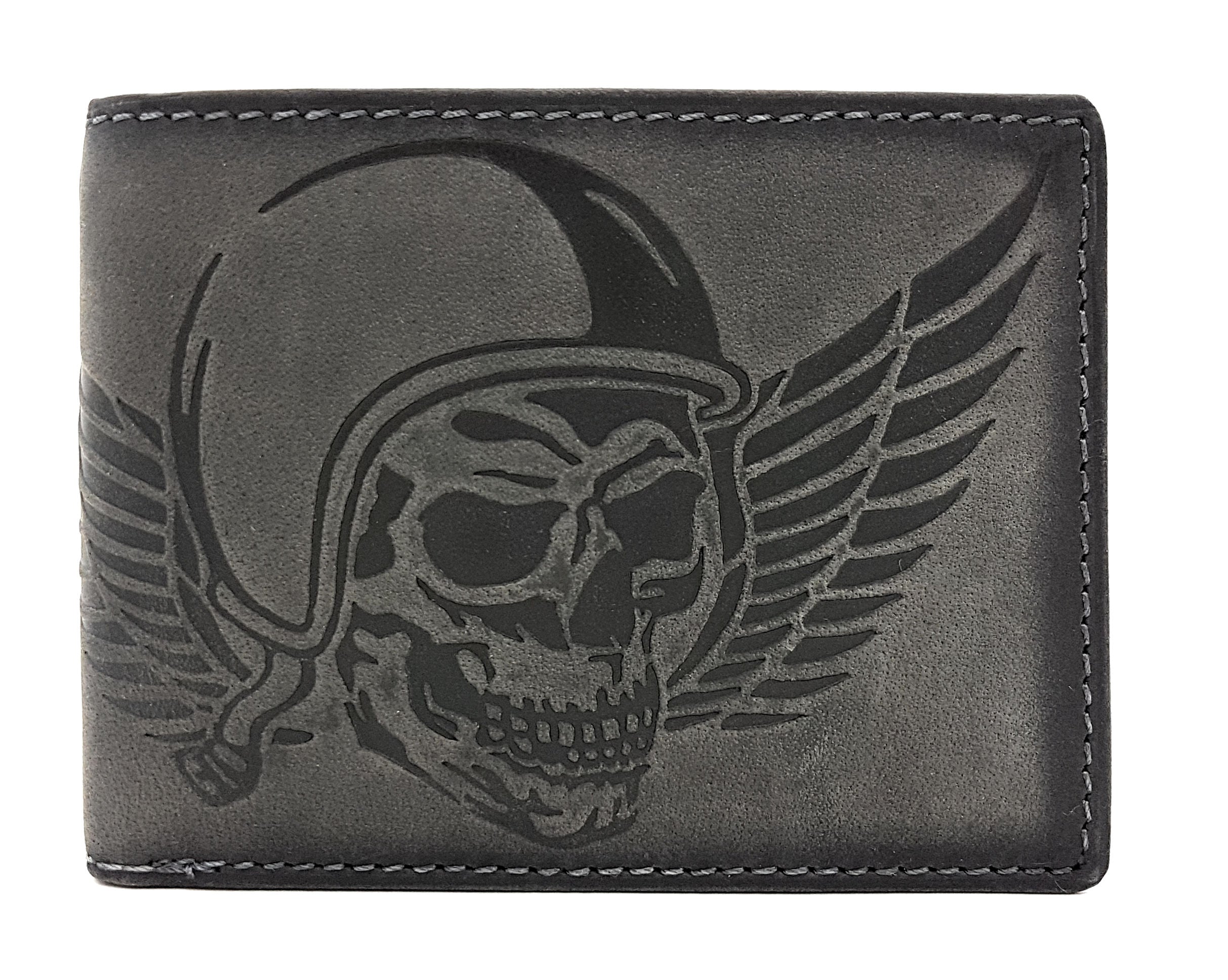 Jockey Club echt Leder Geldbörse Geldbeutel Hunterleder Portemonnaie Totenkopf Wing of Hell mit RFID Schutz