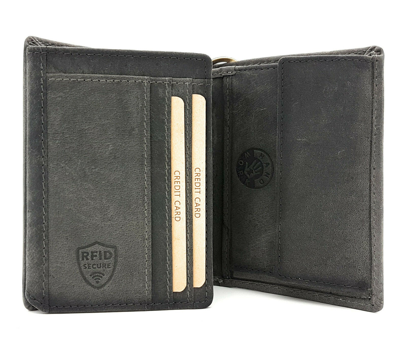 Jockey Club echt Leder Biker Geldbörse Geldbeutel Portemonnaie + 50cm Kette Motor Motorblock mit RFID Schutz grau