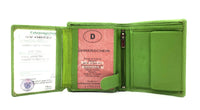 Lemasi Geldbörse Portemonnaie Geldbeutel aus weichem Rindleder 9 Kartenfächer Doppelnaht hellgrün