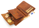 echt Leder Geldbörse Portemonnaie Geldbeutel RFID NFC Schutz Blocker antik braun