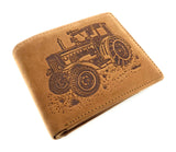 Jockey Club echt Leder Geldbörse Portemonnaie Traktor Trecker Landwirt mit RFID NFC Schutz cognac braun