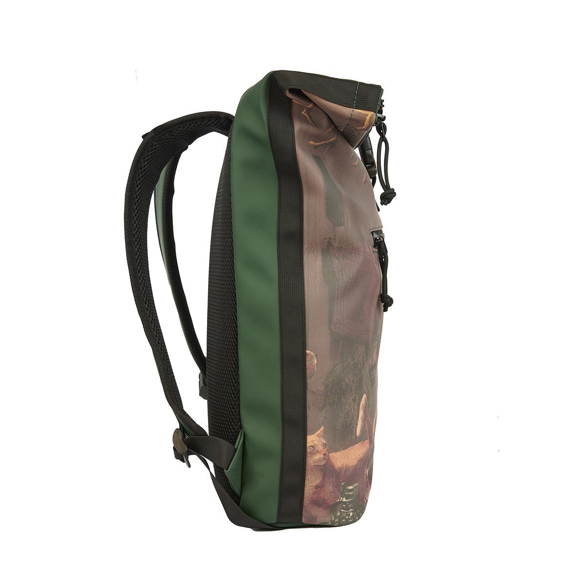 New Rebels Mart Art Roll Up Kurier Rucksack New York Milkmaid mit Joint rauchendem Milchmädchen und Cannabisblatt, wasserabweisend, Laptopfach