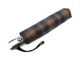Premium Regenschirm Taschenschirm 10x Fiberglas Teflon Ausrüstung Doppel Automatik gewebte Karos braun