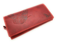 echt Leder Geldbörse Portemonnaie Geldbeutel Jockey Club Schmetterling mit RFID Schutz rot