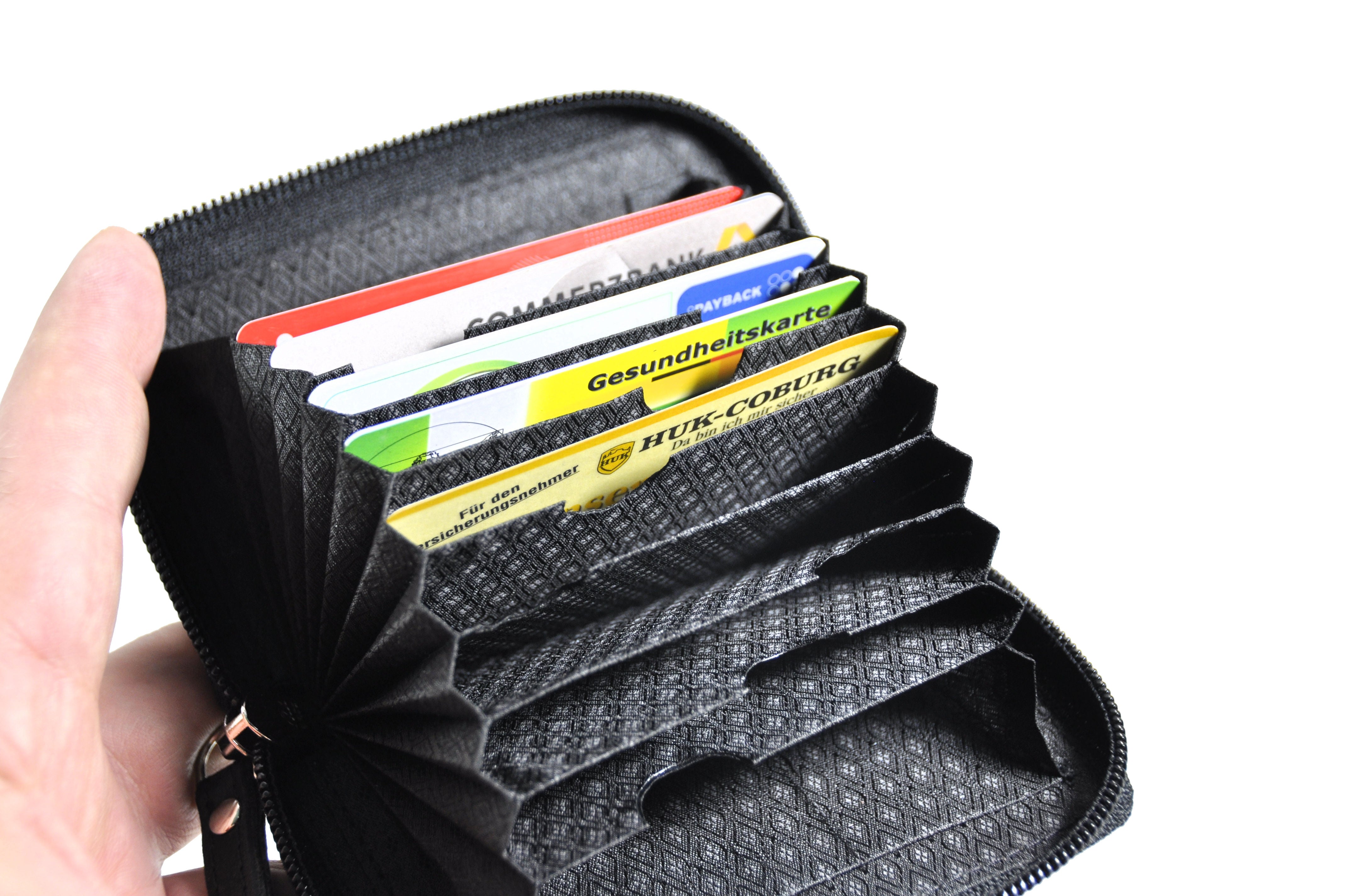 Jockey Club kompaktes Leder Kreditkartenetui Hülle Visitenkarten Etui Nappaleder mit RFID Schutz
