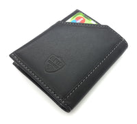 Jockey Club echt Leder Kreditkartenetui mit Scheinfach Etui Ausweisetui Hülle Slim Wallet mit RFID NFC Schutz schwarz