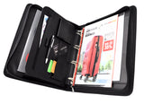 Dermata XL Schreibmappe Ringbuchmappe mit herausnehmbarer 30mm Mechanik, umlaufenden Reißverschluss, Tragegriff, inkl. A4-Schreibblock