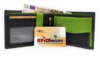 echt Leder Geldbörse Portemonnaie Geldbeutel RFID NFC Schutz schwarz grün