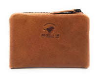 Jockey Club echt Leder Mini Geldbörse Portemonnaie Vintage RFID Schutz cognac